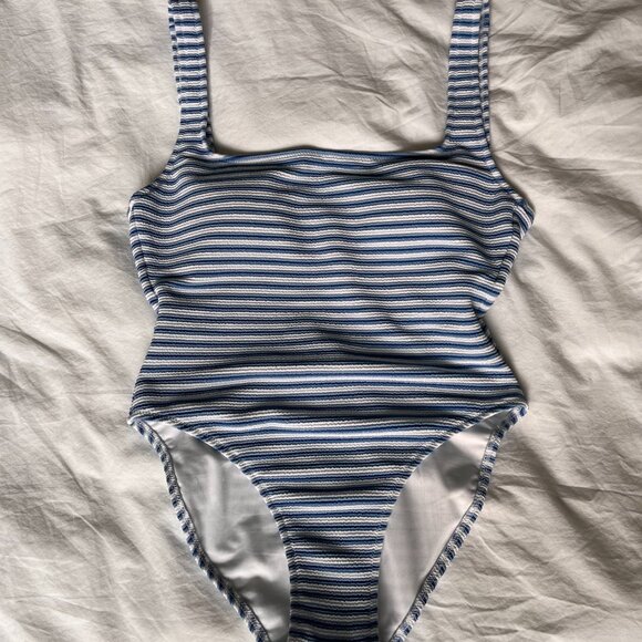 NWT J.Crew Textured Squareneck One-Piece in Stripe - Picture 7 of 7